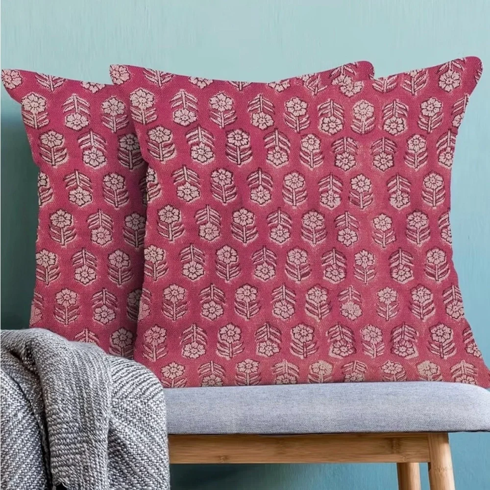 Pink Patterned Decorative Throw Pillow Cover - Set of 2